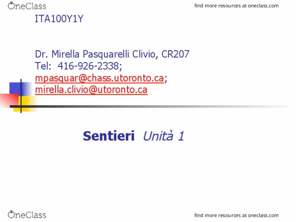 ITA100Y1 Lecture Notes - Lecture 1: Lavagna, Curie, Penne thumbnail