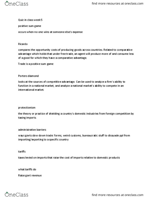 BUS 200 Lecture Notes - Lecture 23: Win-Win Game, Comparative Advantage, Trade Restriction thumbnail