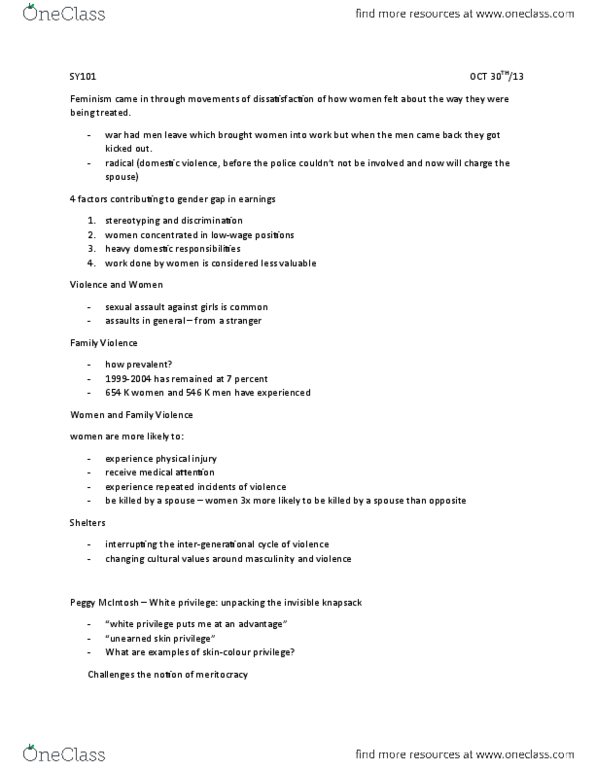 SY101 Lecture Notes - Peggy Mcintosh, Ethnocentrism, Ingroups And Outgroups thumbnail