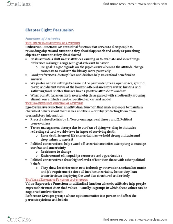 PSY220H5 Chapter Notes - Chapter 8: Asteroid Family, Theodore Newcomb, Terror Management Theory thumbnail