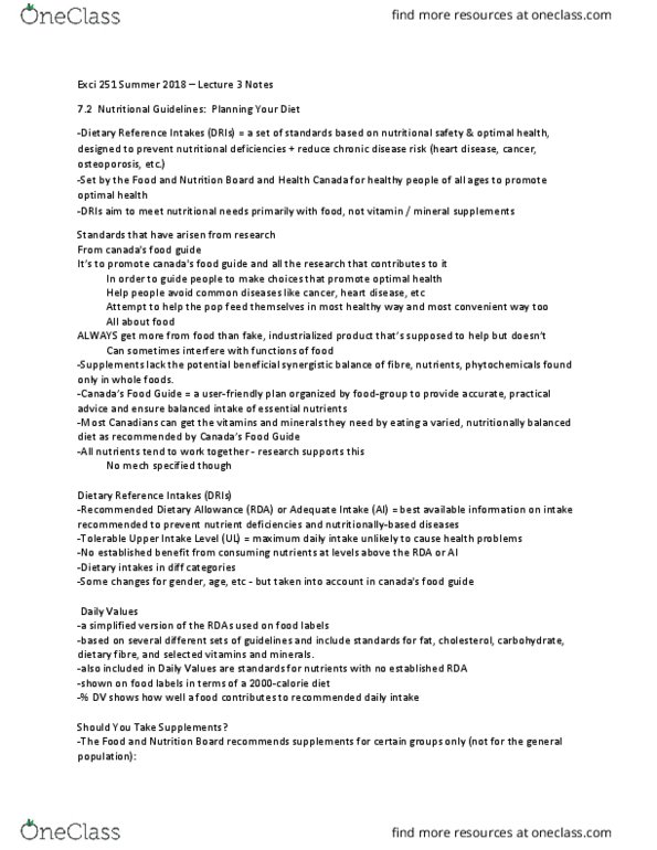 EXCI 251 Lecture Notes - Lecture 3: Dietary Fiber, Orange Juice, Dietary Reference Intake thumbnail