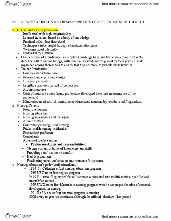 NSE 112 Lecture Notes - Lecture 4: Public Health Nursing, Telehealth, Health Professional thumbnail