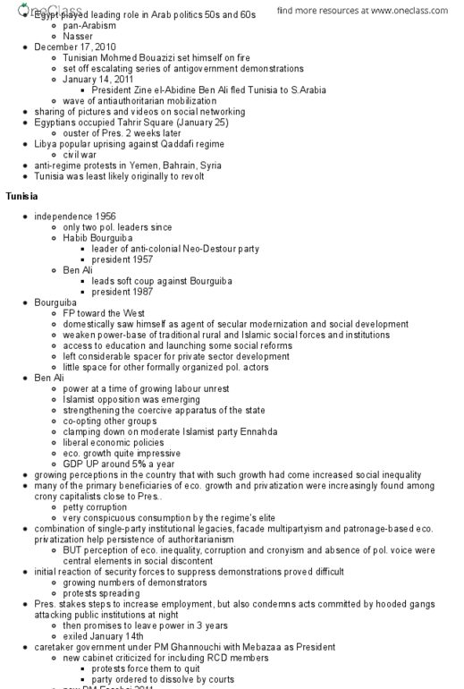 POLI 340 Chapter Notes - Chapter 2: National Transitional Council, Istiqlal Party, Supreme Council Of The Armed Forces thumbnail