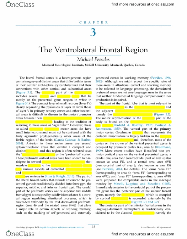 PSYC 311 Lecture 4: Petrides The Ventrolateral Frontal Region thumbnail