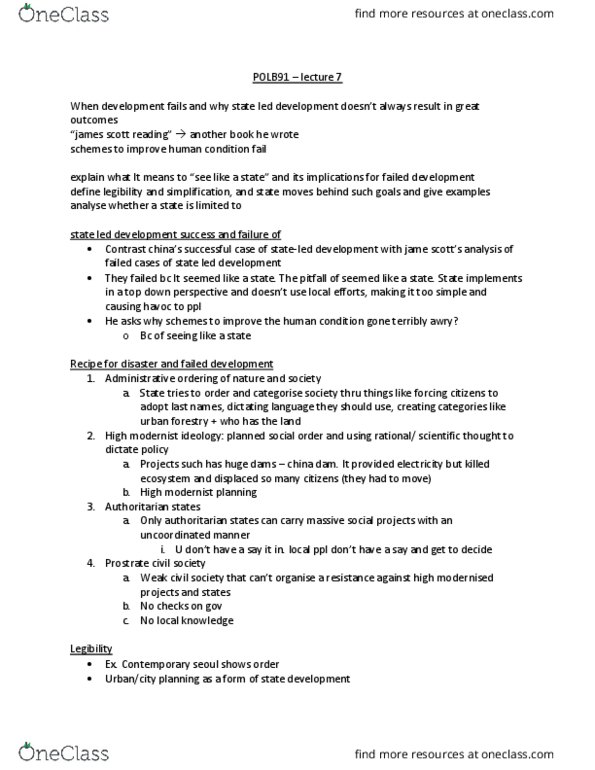 POLB91H3 Lecture Notes - Lecture 7: Urban Forestry, Social Control, Railways Act 1921 thumbnail