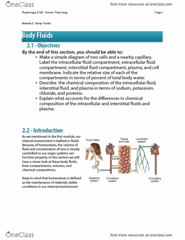 Physiology 2130 Lecture 2: Module 2 - Body Fluids thumbnail
