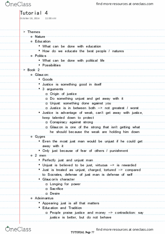 POL200Y1 Chapter Notes - Chapter 4: Glaucon thumbnail