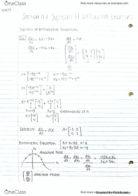 MAT 17C Lecture 12: Section 11.1 Systems of Differential Equations thumbnail