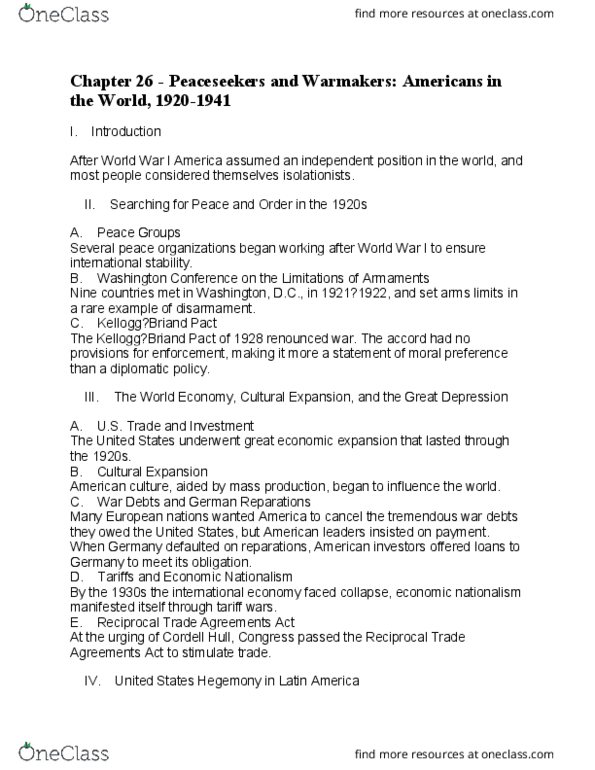 01:512:104 Lecture Notes - Lecture 26: Reciprocal Tariff Act, Cordell Hull, Economic Nationalism thumbnail
