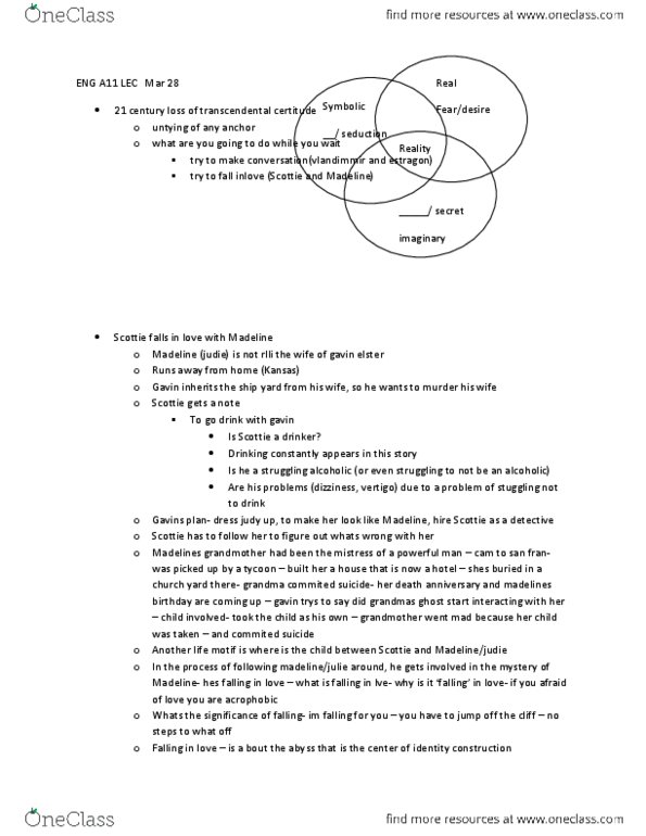 ENGA11H3 Lecture Notes - Kim Novak, Acrophobia, Whqt thumbnail