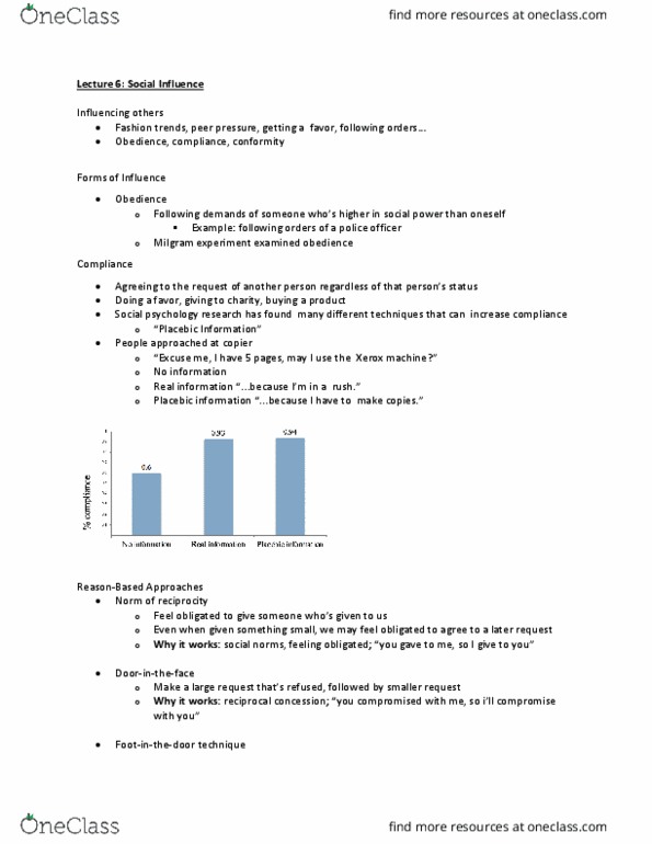 PSYB10H3 Lecture Notes - Lecture 6: Milgram Experiment, Social Proof, Construals thumbnail