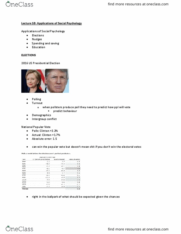 PSYB10H3 Lecture Notes - Lecture 10: United States Presidential Election, 2016, Social Desirability Bias, Approximation Error thumbnail