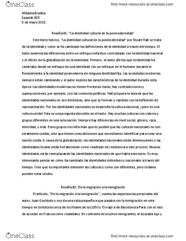 SPANISH 387 Chapter Notes - Chapter 2: Juan Goytisolo, Sufra thumbnail