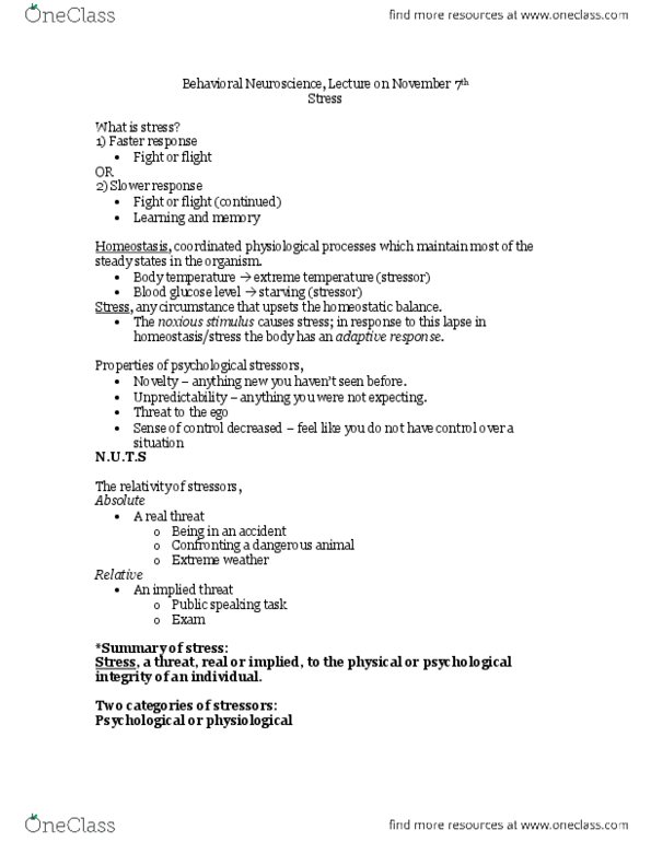 PSYCH 330 Lecture Notes - Adrenal Gland, Adrenal Cortex, Anterior Pituitary thumbnail