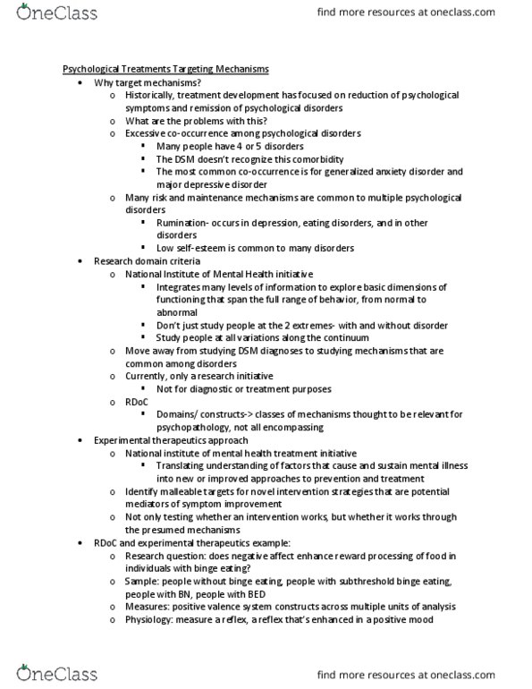 PSYC 403 Lecture Notes - Lecture 21: Cognitive Bias Modification, Research Domain Criteria, Binge Eating thumbnail