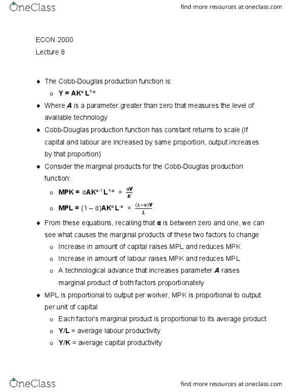 ECON 2000 Lecture Notes - Lecture 8: Marginal Product, Production Function, Autarky thumbnail