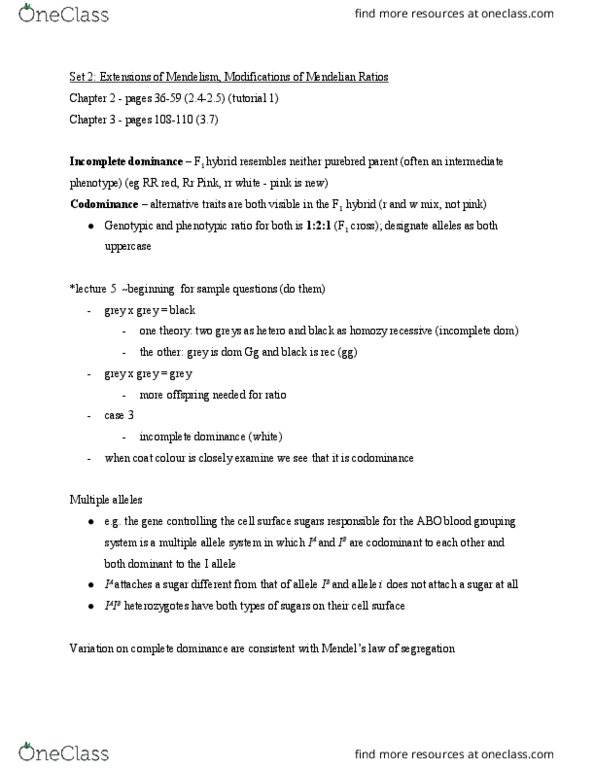 BIOL239 Lecture Notes - Lecture 2: R.W.D. Molenbeek, Intermediate 1, Blood Type thumbnail