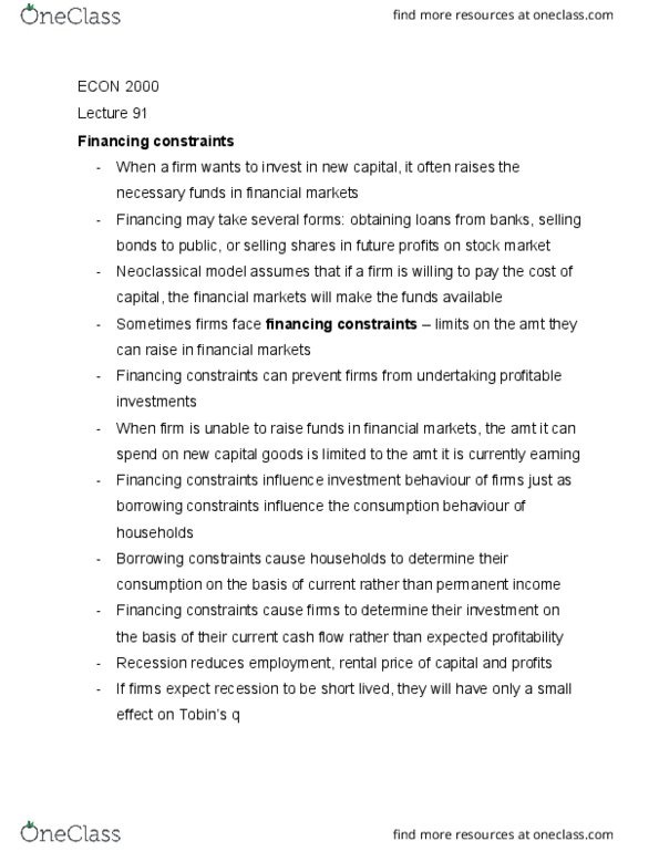 ECON 2000 Lecture Notes - Lecture 91: Cash Flow, Investment Goods, Capital Accumulation thumbnail