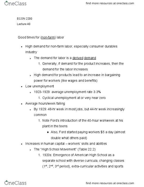 ECON 2200 Lecture Notes - Lecture 40: Human Capital thumbnail