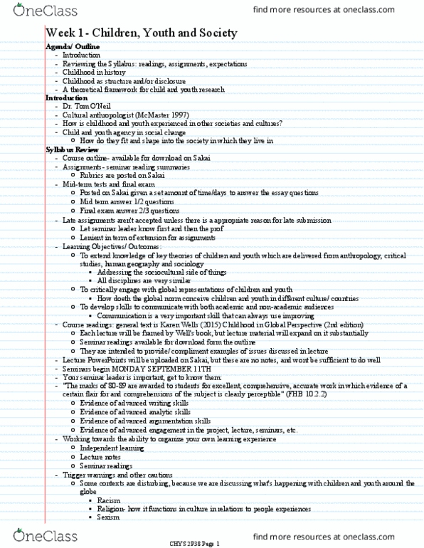 CHYS 2P38 Lecture Notes - Lecture 1: Argumentation Theory, Human Geography, Microanalysis thumbnail