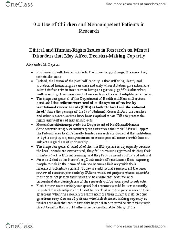 PHIL 235 Lecture Notes - Lecture 10: Institutional Review Board, National Research Act, Informed Consent thumbnail