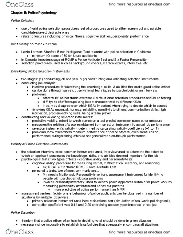 LS272 Chapter Notes - Chapter 2: Lewis Terman, Police Psychology, Observational Techniques thumbnail