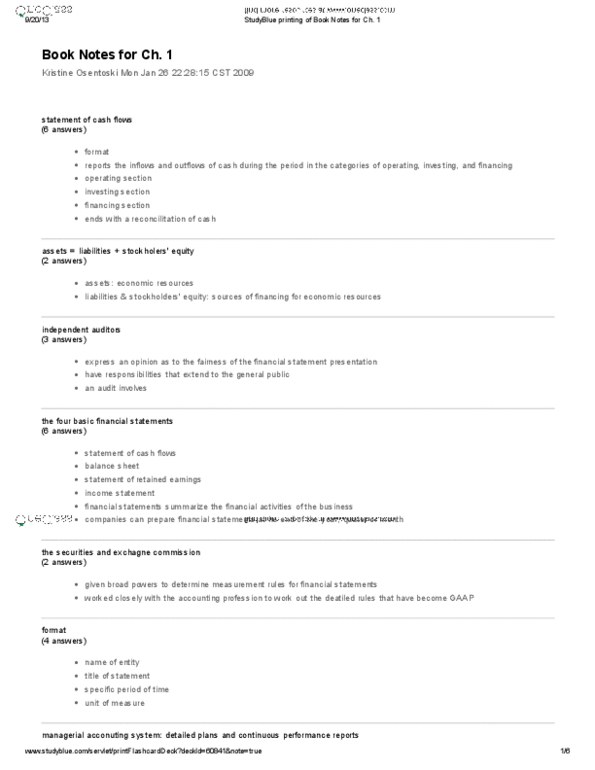 UGBA 102A Chapter Notes -Financial Accounting Standards Board, Cash Cash, Booknotes thumbnail