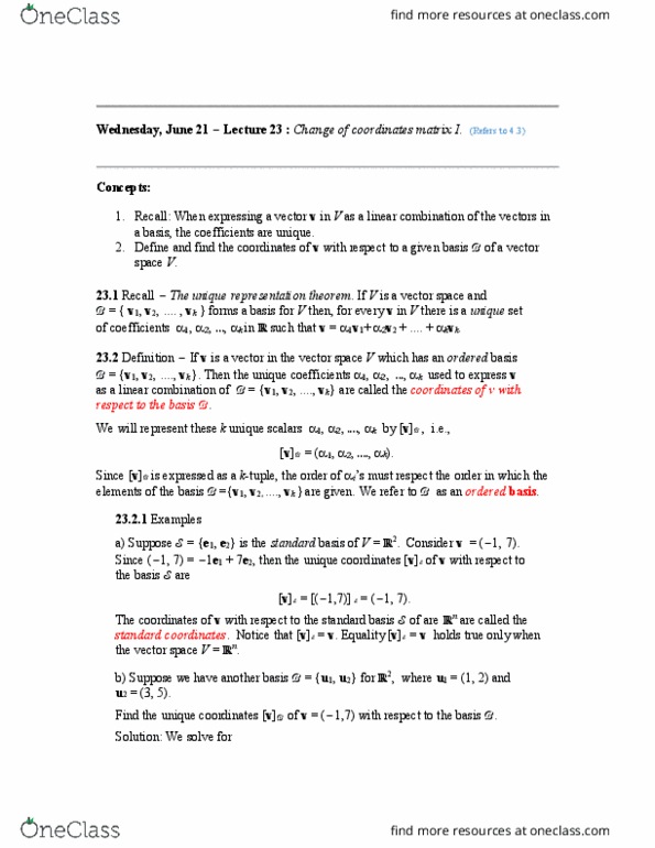 MATH136 Lecture Notes - Lecture 23: Linear Combination thumbnail