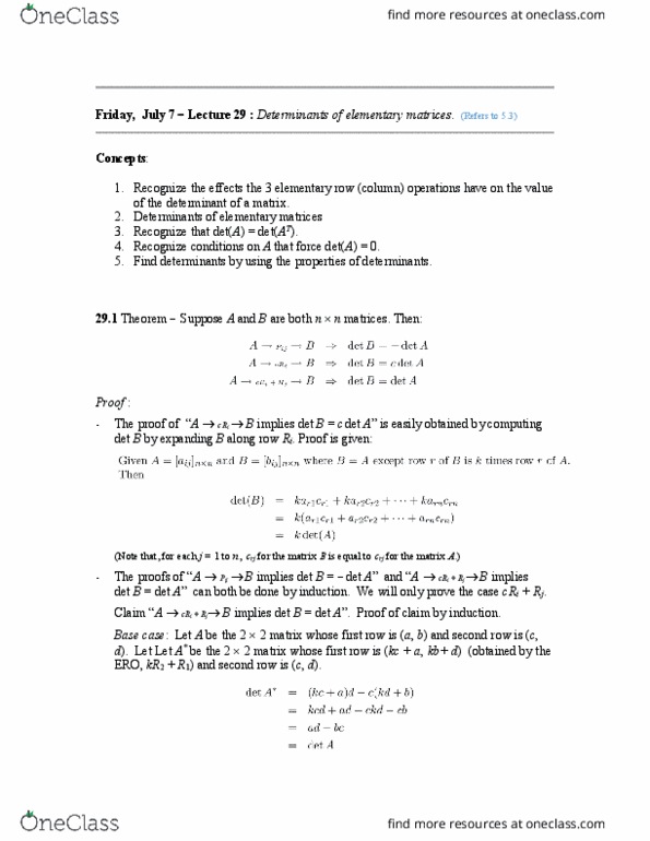 MATH136 Lecture Notes - Lecture 29: Elementary Matrix, Mathematical Induction, Natural Number thumbnail