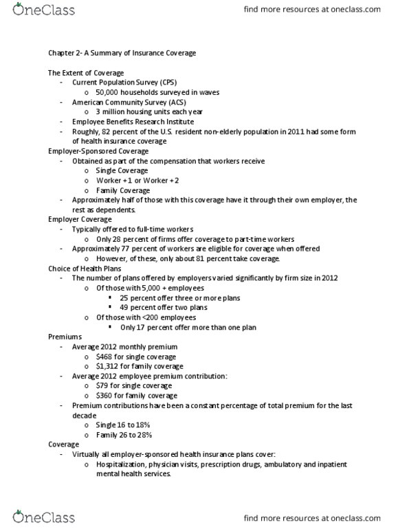 HSA 4321 Lecture Notes - Lecture 3: American Community Survey, Current Population Survey (Us), Prescription Drug thumbnail