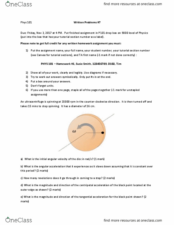 PHYS 101 Lecture Notes - Lecture 7: Angular Velocity, Ultracentrifuge, Angular Acceleration thumbnail