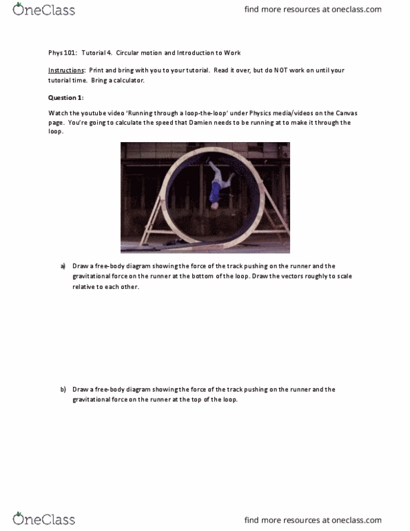 PHYS 101 Lecture Notes - Lecture 4: Circular Motion, Conservative Force thumbnail
