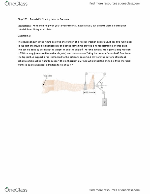 PHYS 101 Lecture Notes - Lecture 9: Hip, Statics, Mythbusters thumbnail