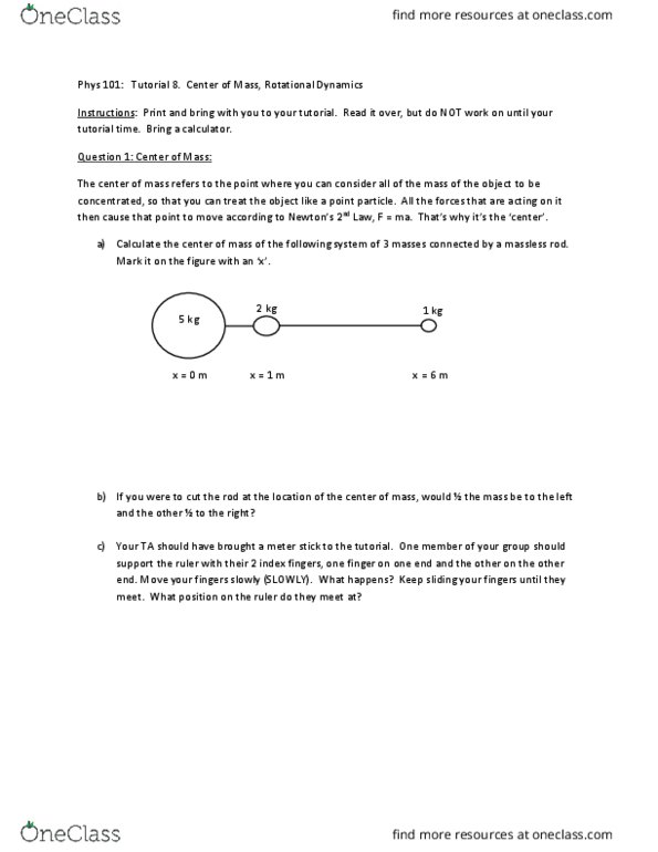 PHYS 101 Lecture Notes - Lecture 8: Point Particle, Free Body Diagram, Fire Door thumbnail