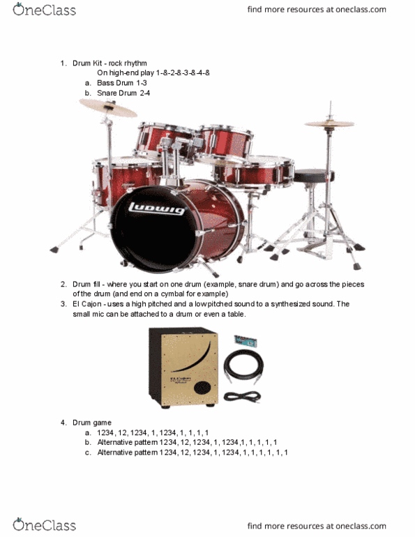 MUSI 2960 Lecture Notes - Lecture 12: Drum Kit, Snare Drum, Mike Portnoy thumbnail