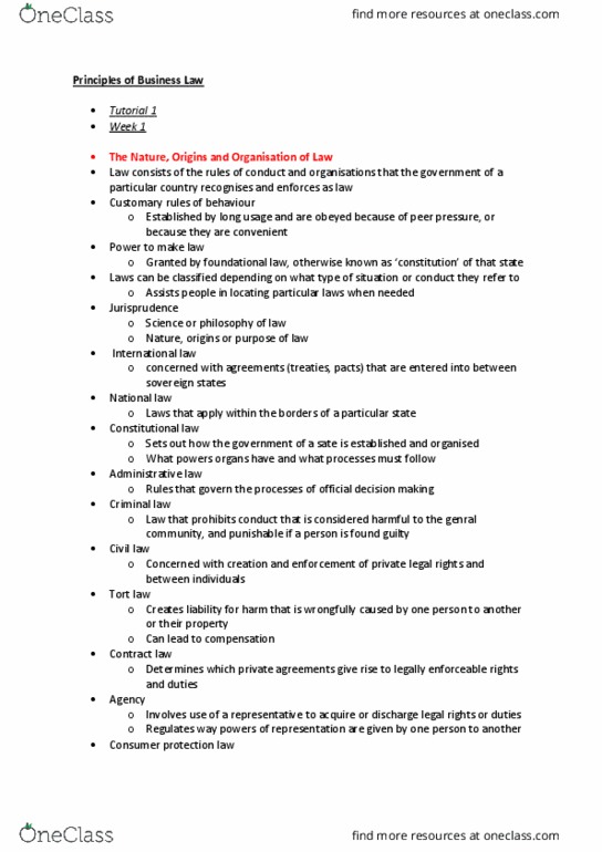 BLAW10001 Chapter Notes - Chapter 1: Consumer Protection, Peer Pressure, Corporate Law thumbnail