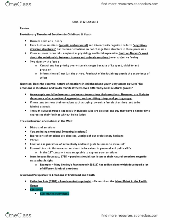 CHYS 3P12 Lecture Notes - Lecture 3: Ifalik, American Anthropologist, Nomothetic thumbnail