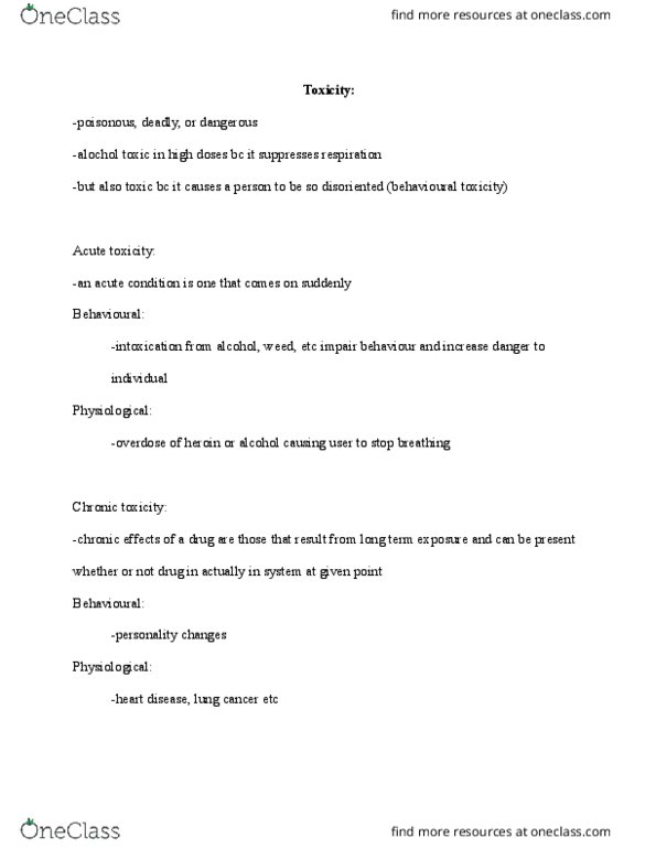 PS268 Chapter Notes - Chapter 2: Chronic Toxicity, Psychoactive Drug thumbnail