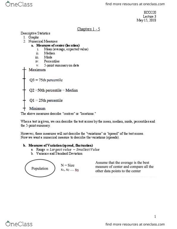 ECO220Y1 Lecture Notes - Lecture 3: Standard Deviation, Round-Off Error thumbnail