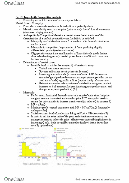 ECON1101 Lecture Notes - Lecture 10: Monopolistic Competition, Monopoly Price, Price Ceiling thumbnail