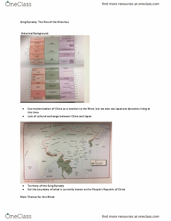 EAST 211 Lecture Notes - Lecture 8: Nurhaci, Tibetan Plateau, Sinicization thumbnail