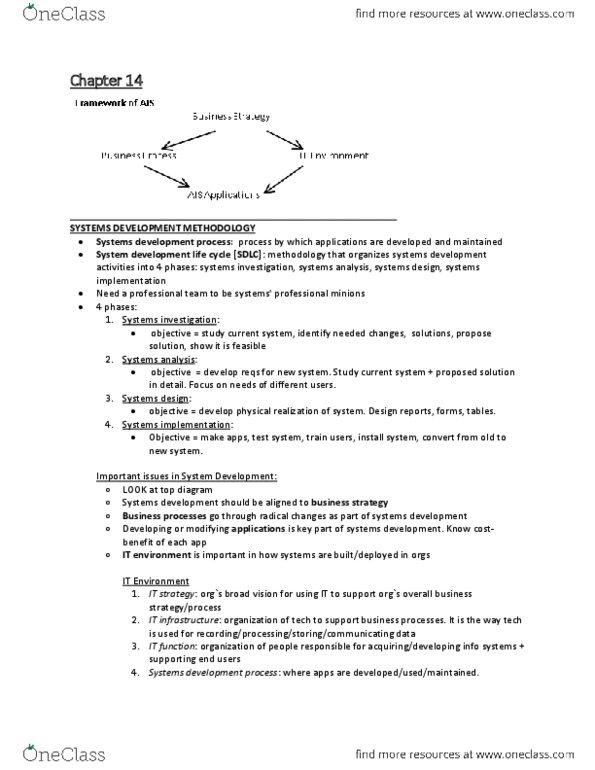 AFM341 Chapter Notes - Chapter 14: Systems Development Life Cycle, Systems Analysis, Activity Diagram thumbnail