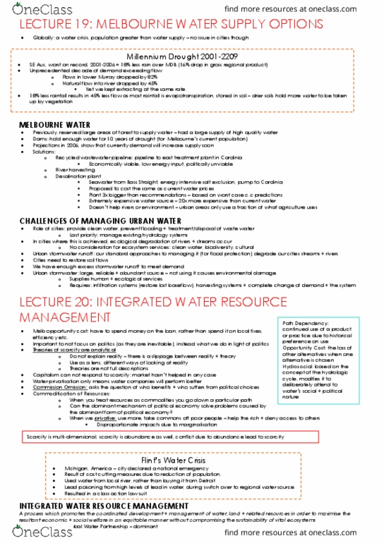 GEOG10001 Lecture Notes - Lecture 19: Gross Regional Product, Global Water Partnership, Melbourne Water thumbnail