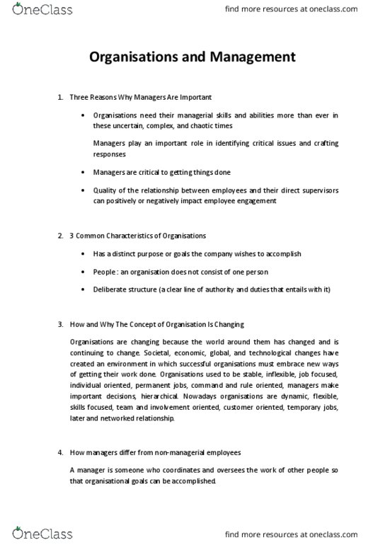 MGMT1001 Chapter Notes - Chapter 6: Employee Engagement, Customer Service, Brad Delson thumbnail