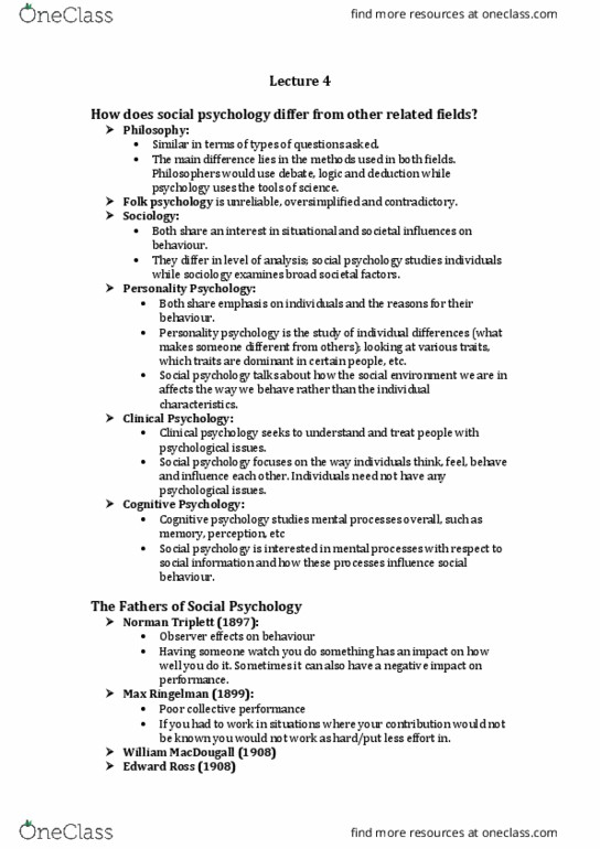 PSYC 215 Lecture Notes - Lecture 4: Kurt Lewin, Fundamental Attribution Error, Gestalt Psychology thumbnail
