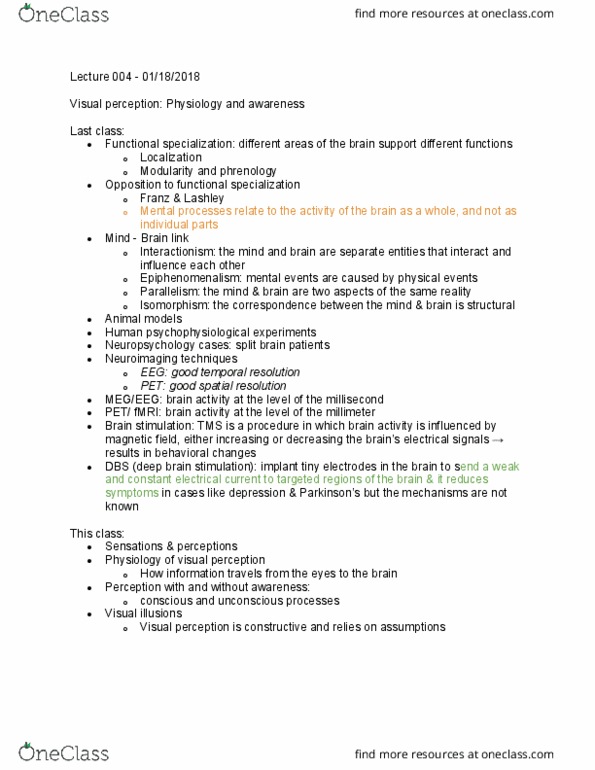 PSYC 213 Lecture Notes - Lecture 4: Synesthesia, Optical Illusion, Visual Perception thumbnail