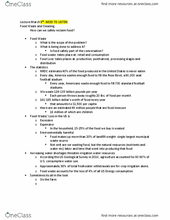 ANFS102 Lecture Notes - Lecture 3: United States Geological Survey, Food Waste, Municipal Solid Waste thumbnail