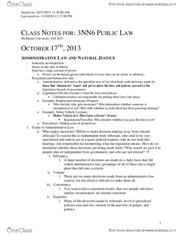 POLSCI 3NN6 Lecture Notes - Natural Justice, Unemployment Benefits, Natural And Legal Rights thumbnail
