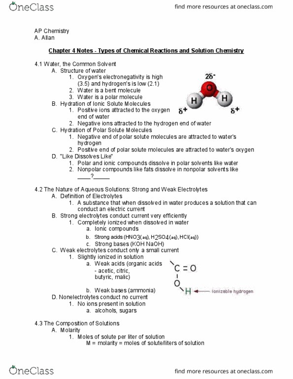 01:160:159 Lecture Notes - Lecture 4: Standard Solution, Chemical Polarity, Ap Chemistry thumbnail