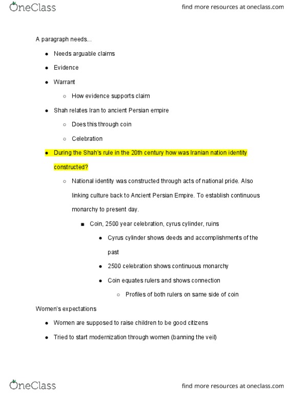 HUMAN 1C Lecture Notes - Lecture 10: Cyrus Cylinder, Virginity thumbnail